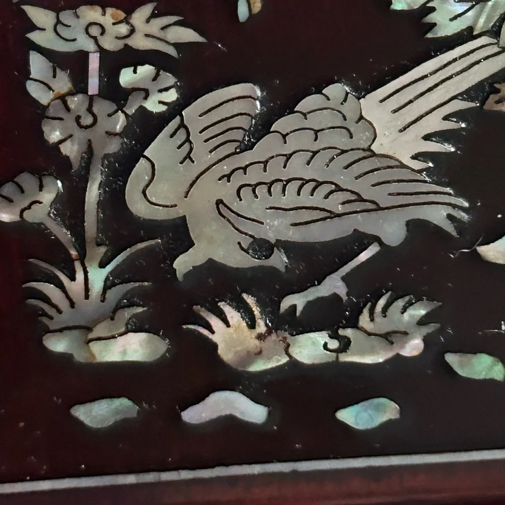 Vintage Inlaid MOP Wooden Jewelry Box